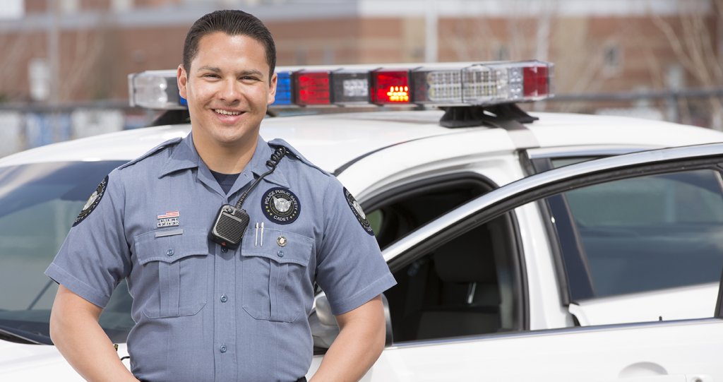 Happy officer after passing NJ police exam